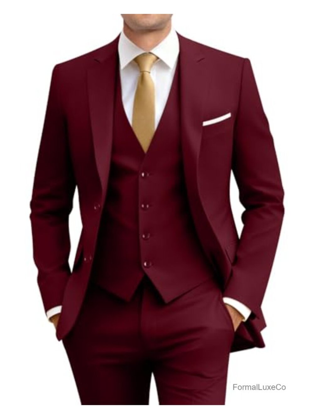 Men's Slim Fit 3 Piece Suit Set with Tie 4 Piece Jacket Vest Pants